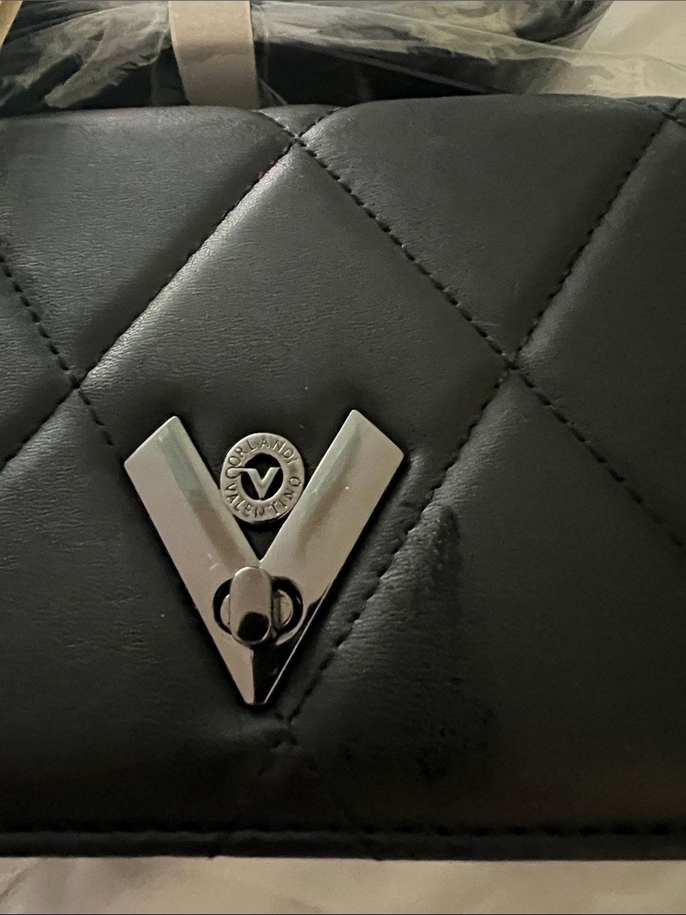 Valentino Orlandi Black Quilted Vegan Leather Crossbody
